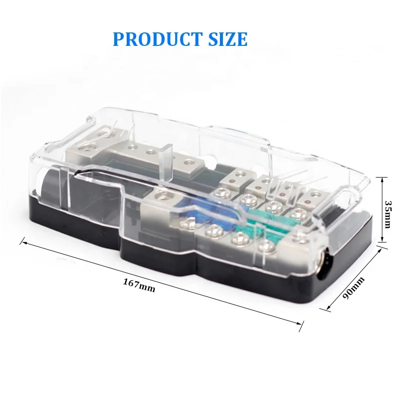 Car Audio Modification Accessories Fuse Box with LED Light Fuse Four-way/two-in-four Split Box