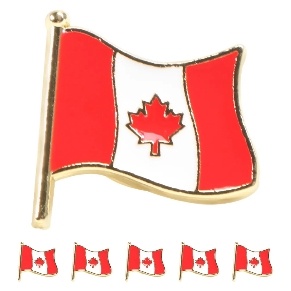 6Pcs Canadian Flag Brooch Metal Lapel Pin Patriotic National Flag Badge for Men Women Daily Wear Suit Jacket