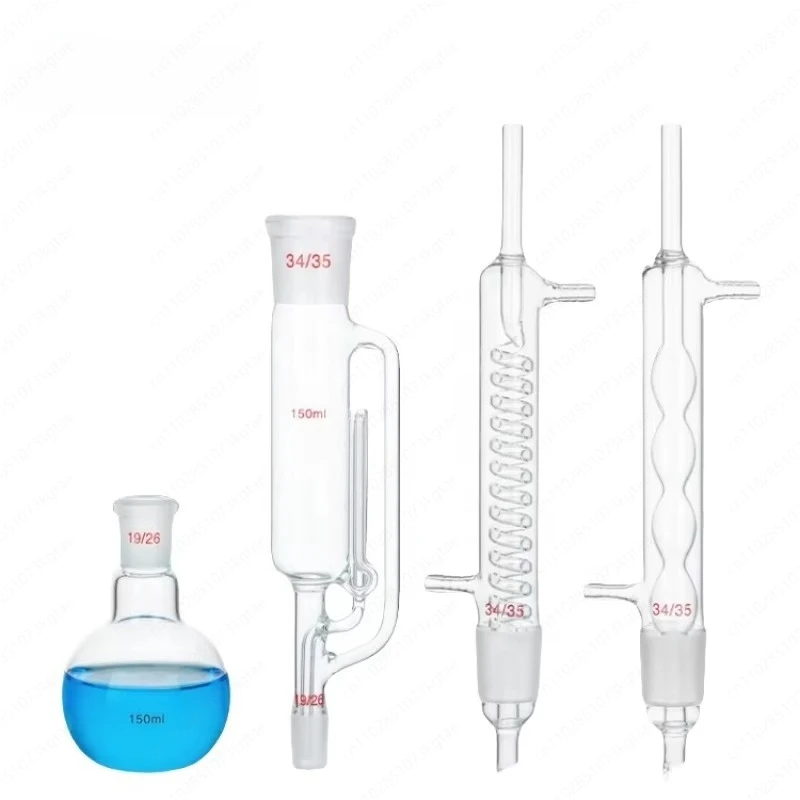 Soxhlet extractor, fat distillation extraction, spiral spherical pressure siphon condenser tube assembly