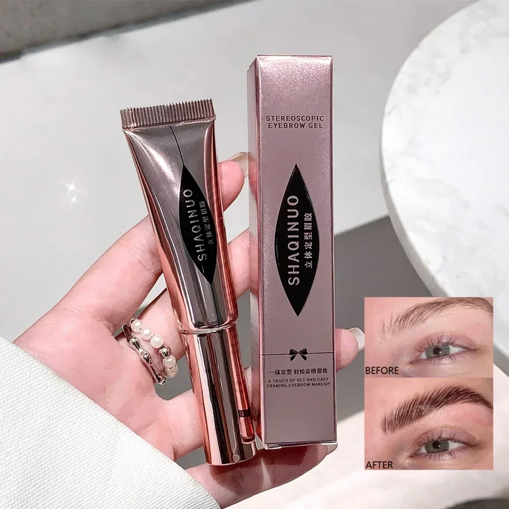 Gel moldeador de cejas de larga duración con cepillo 3D, herramientas de levantamiento de maquillaje impermeables, estilo de cejas naturales salvajes