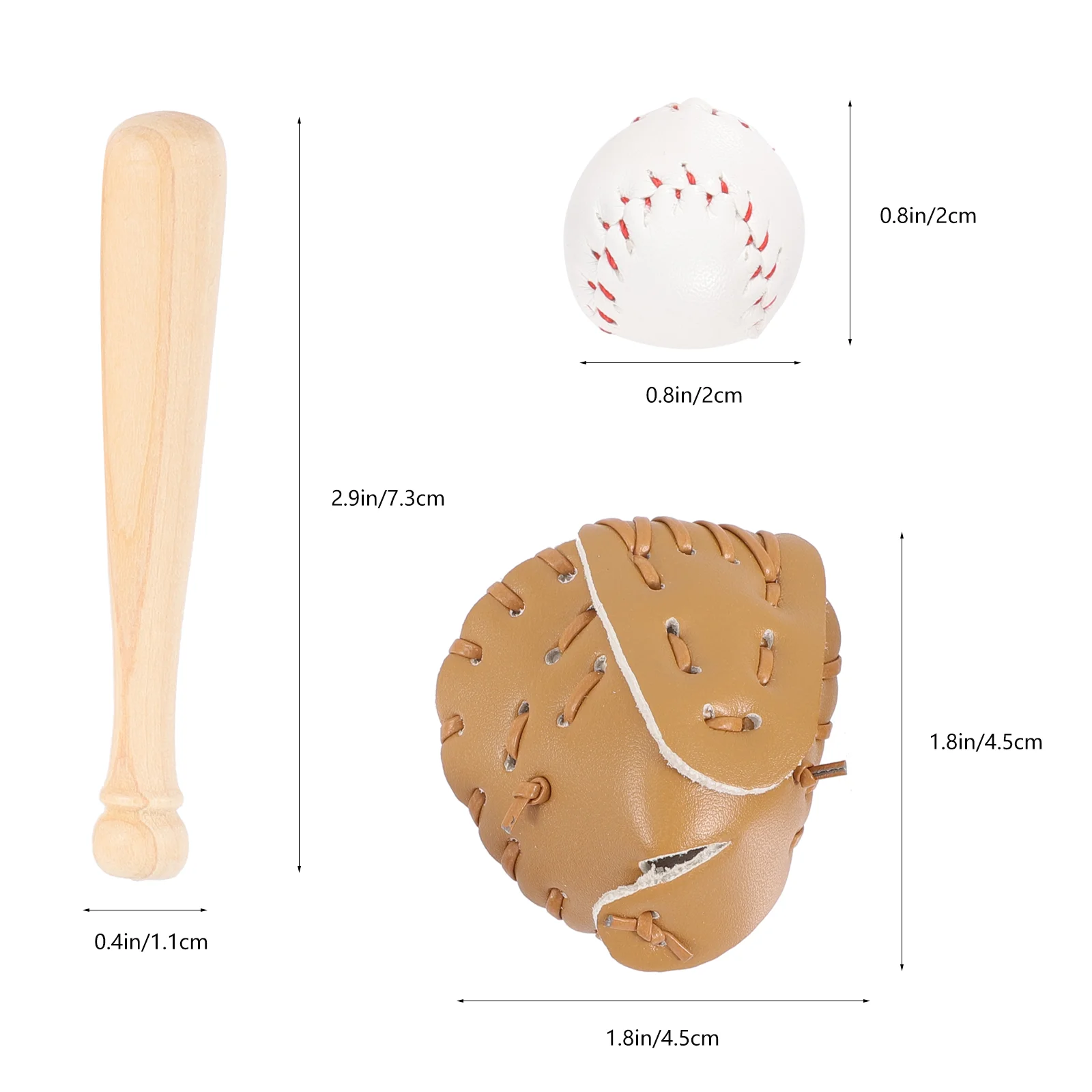 مجموعتان من غطاء البيسبول البيسبول الناعم، أدوات رياضية مصغرة، نظام القفازات، الحلي الخشبية للأطفال