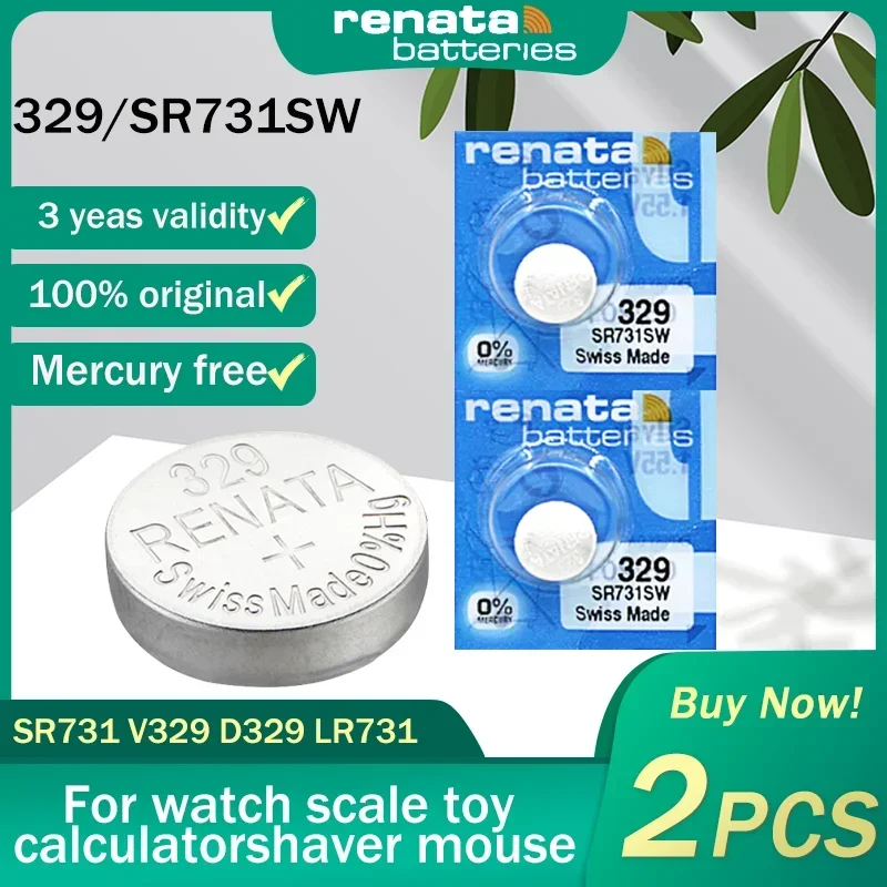 2PCS Original Renata 329 SR731SW LR731 D329 V329 1.55V Silver Oxide Watch Battery For Toy Calculator Swiss Made Button Coin Cell