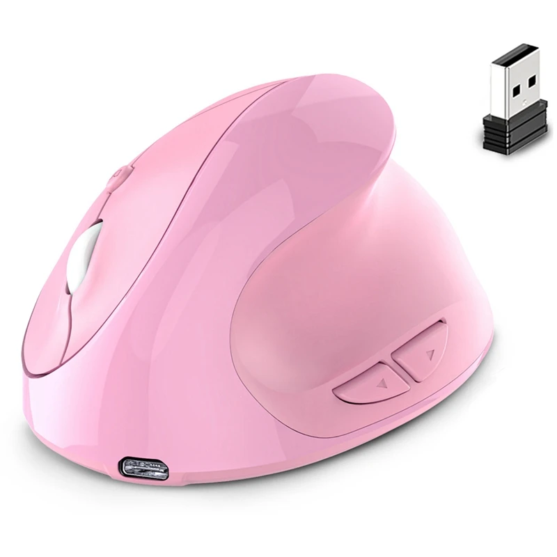 The Newrechargeable Dual Mode USB 2.4G Wireless + Bluetooth Mouse Vertical Ergonomic Optical Mice For Computer Notebook