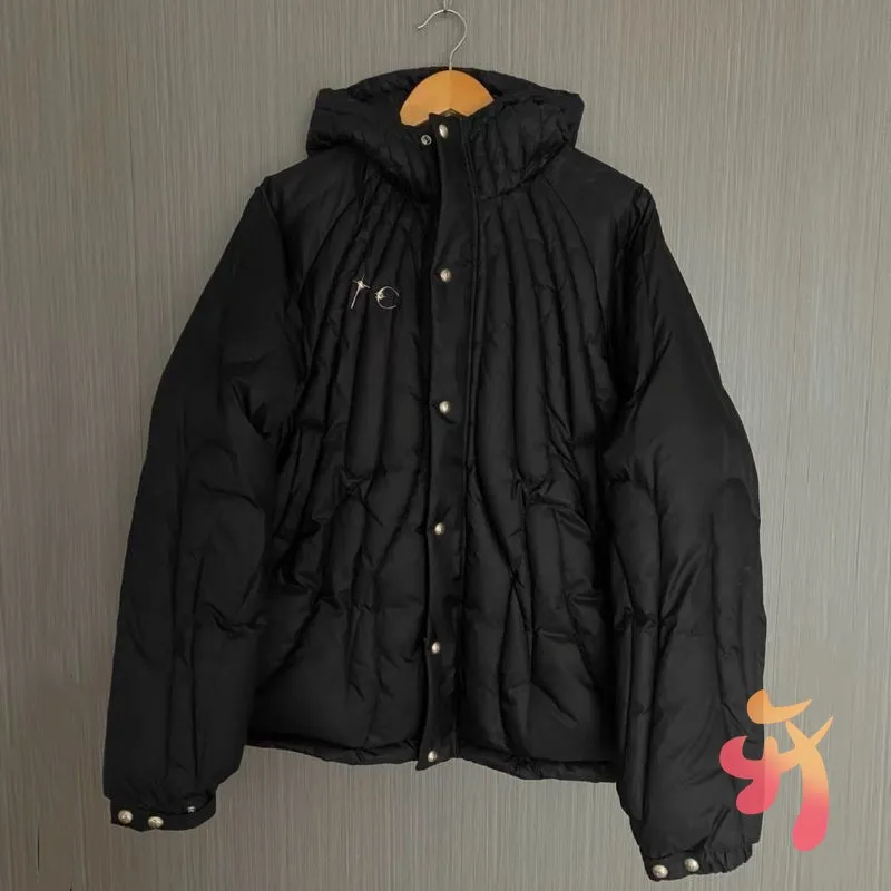 

Зимняя черная толстая хлопковая теплая куртка Thug Club Streetwear Starry Moon с металлическим логотипом, повседневные пальто на молнии, мужские и женские пуховики