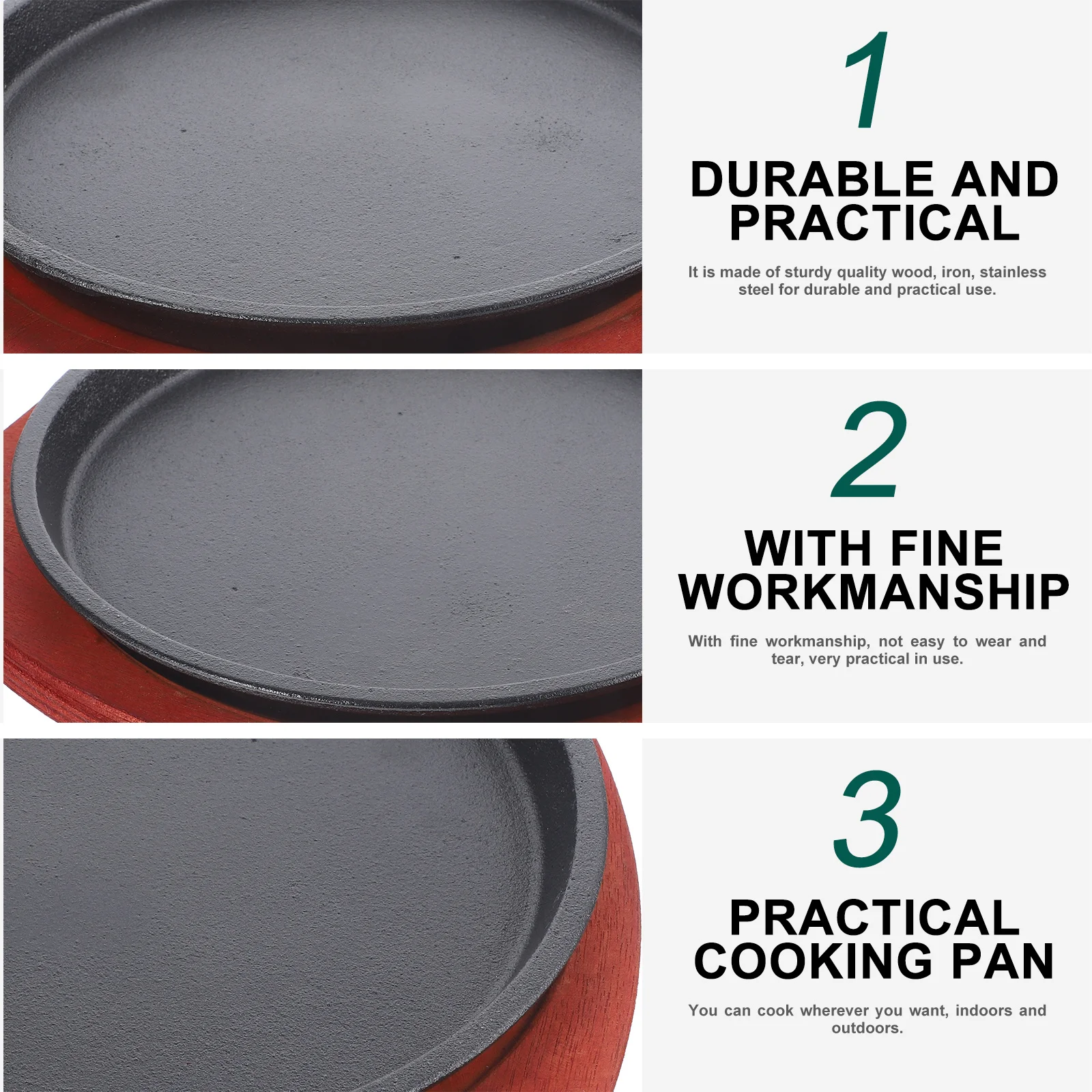 

1Set Iron Plate Teppanyaki Pan Wear-Resistant Cooking Tray Smooth Surface Practical Grilling Fry Pan for Home Outdoor