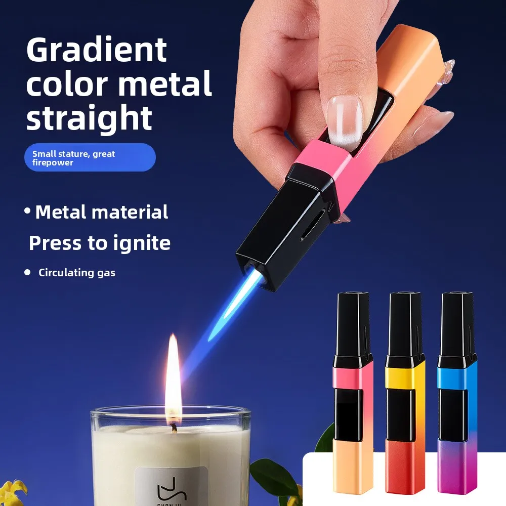 

Горячие продажи, новая распродажа, металлическая прямая зарядка, один клик, текстура зажигания, матовая ветрозащитная надувная зажигалка с бутановым циклом