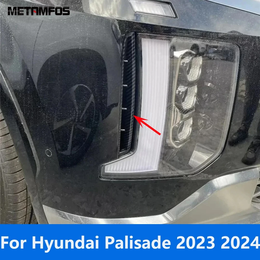 

For Hyundai Palisade 2023 2024 Carbon Fiber Head Light Lamp Eyelid Eyerbow Front Turn Light Strip Trim Accessories Car Styling