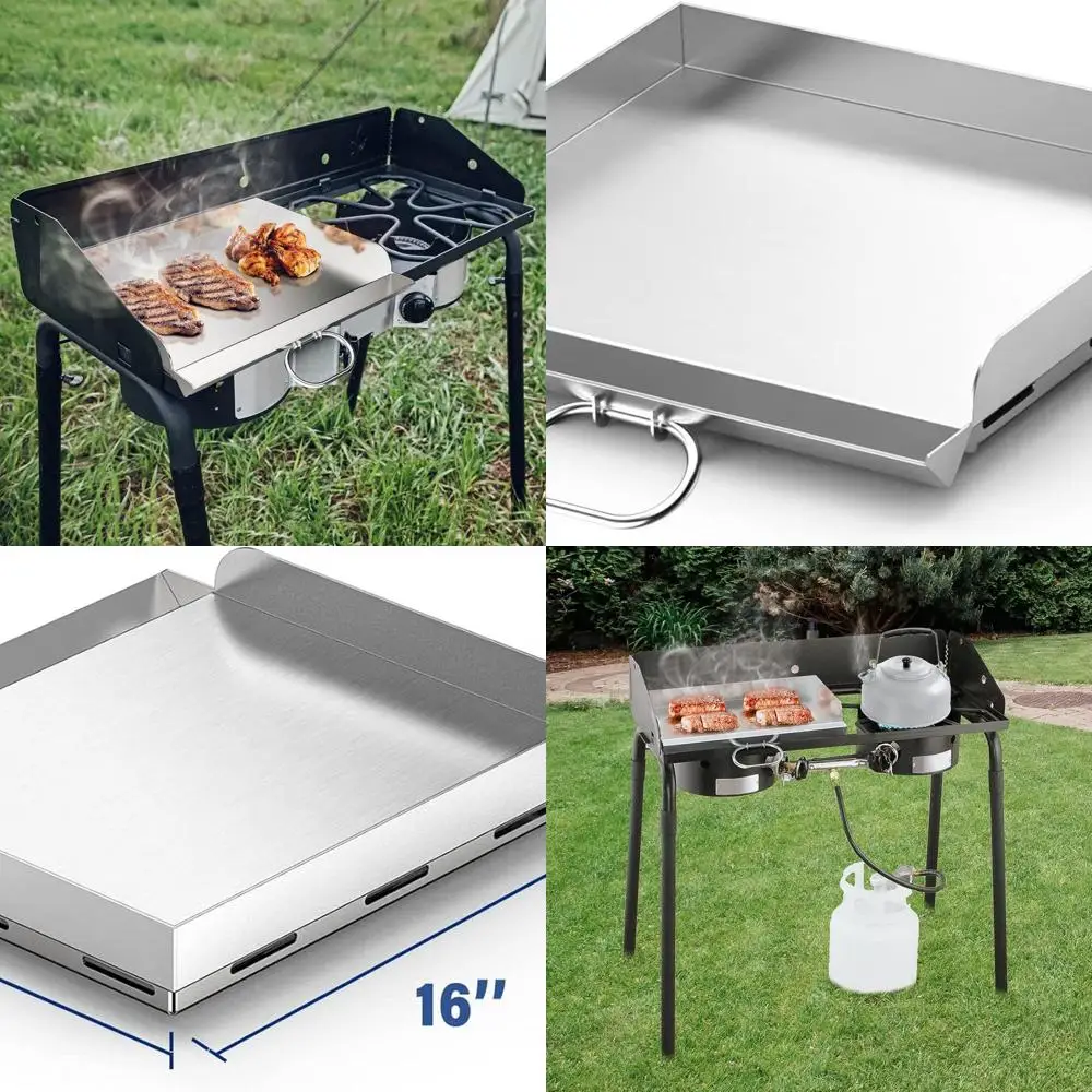 

14 x 16 Versatile Frying Griddle, Compatible with 14 Single/Double Burner Stoves, Ideal for Outdoor Cooking and Camp Chef Models