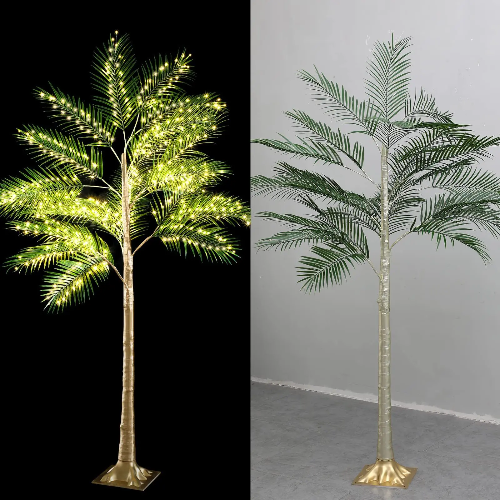 Creative Artificial Palm Tree Plant Outdoor Waterproof Christmas Tree Lamp For Holiday Garden Beach Party Decoration