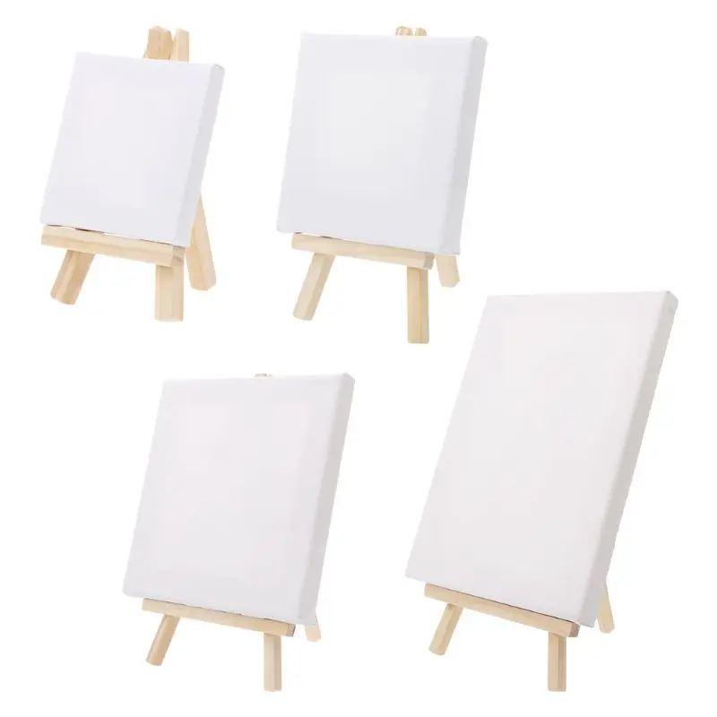 

F3MA Mini Canvas and Natural Wood Easel Set Art Artist Stationery Kids Gifts Supplies for Home School Sketching Painting Gift