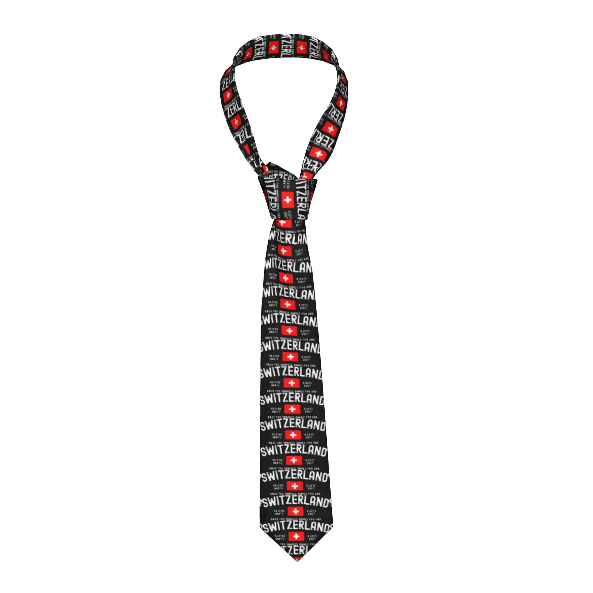 Swiss Switzerland Flag Tie  Custom Neck Ties Elegant Collar Tie Men Leisure Necktie Accessories