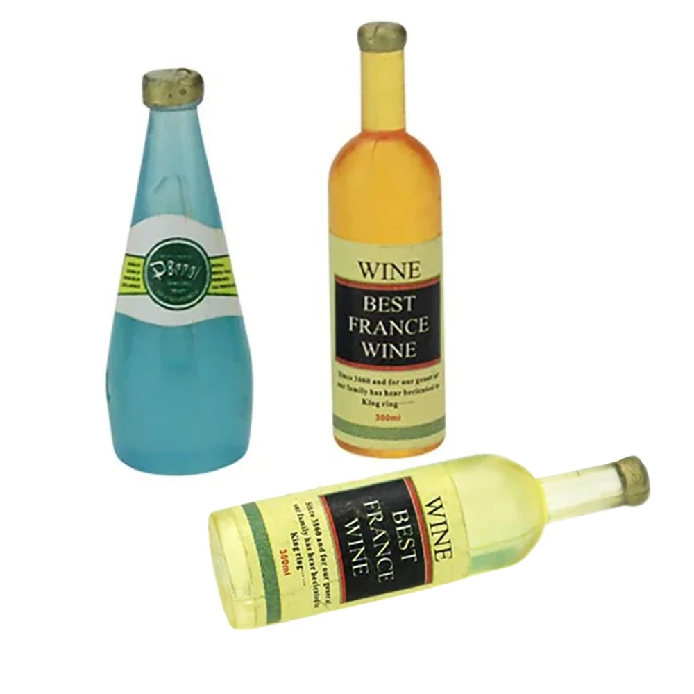 3Pcs 1/12 Dollhouse Miniature Wine Bottle set Mini Drinks Bottle Model Toy for Doll House Accessories Decoration ob11