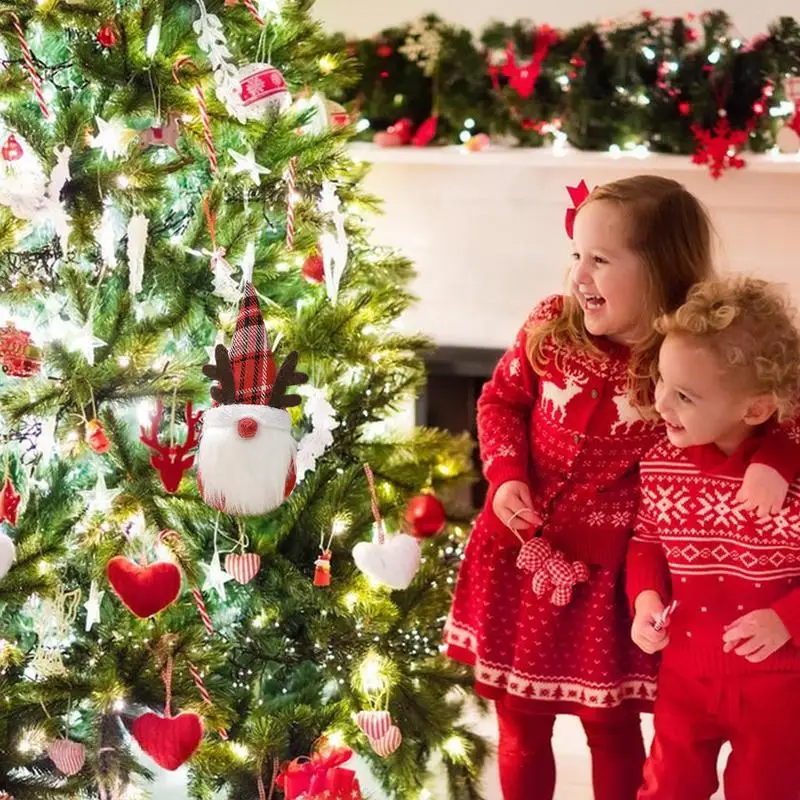 Adornos de Gnomo para árbol de Navidad, adornos navideños enanos sin rostro de felpa, adornos de Tomte suecos hechos a mano para paredes y escaleras