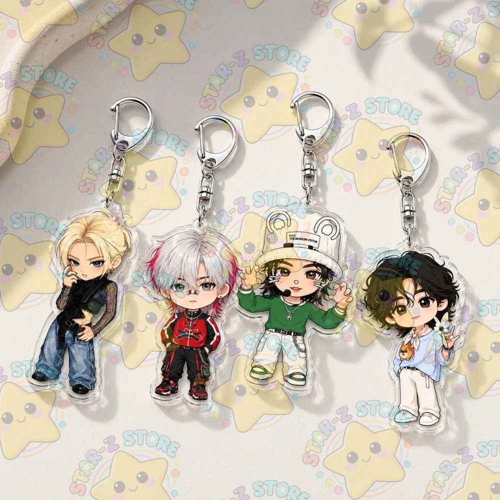 Kpop Cute Cartoon Chibi Keychain Accessories Bag Charms Women Keyrings Jewelry Fans Freinds Gift