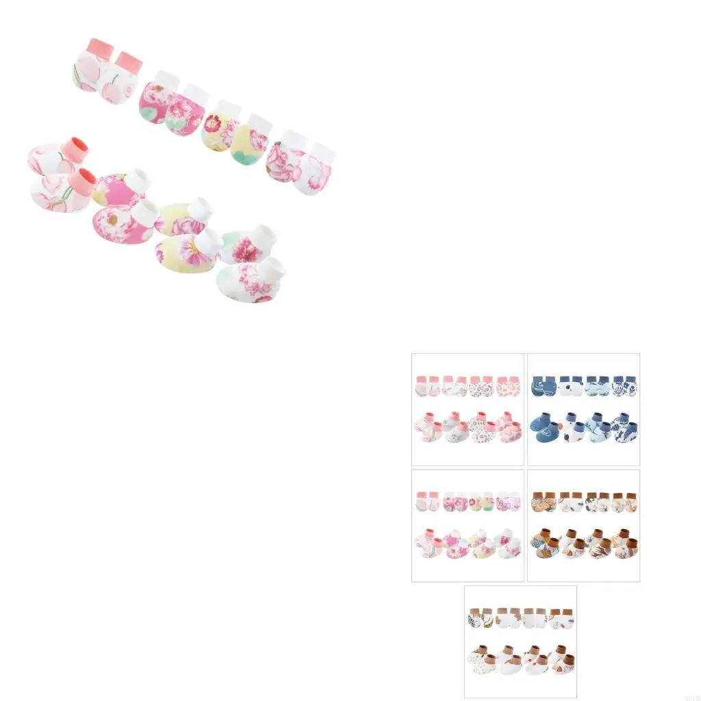 

4 комплекта варежек для новорожденных с пинетками для предотвращения царапин на чувствительной коже