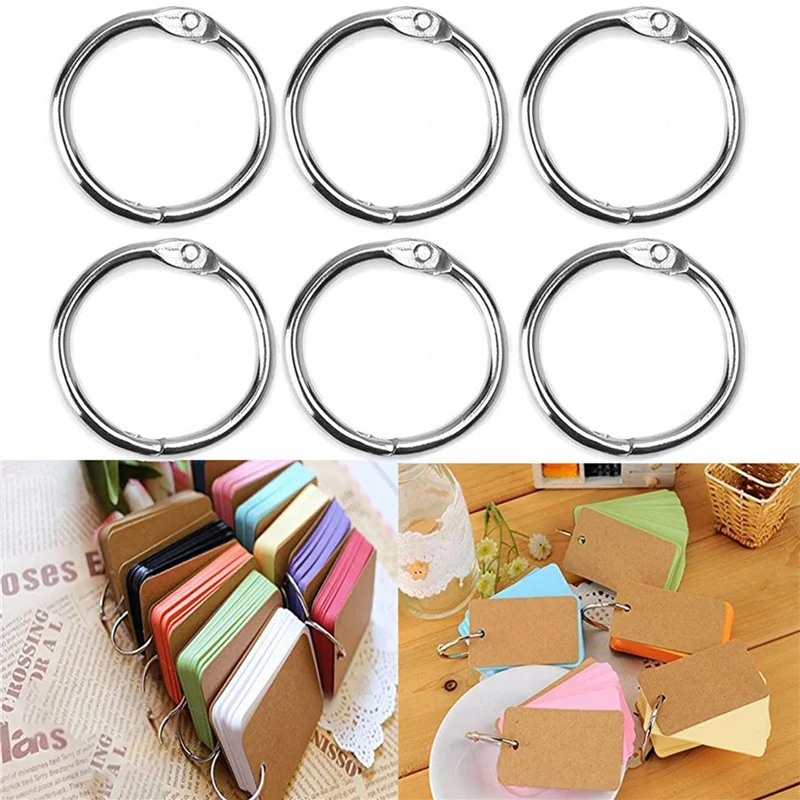 ABIK-120 PCS Loose Leaf Binder Rings 1-Inch Office Book Rings, Nickel Plated Steel Binder Rings, Key Rings, Metal Book Rings