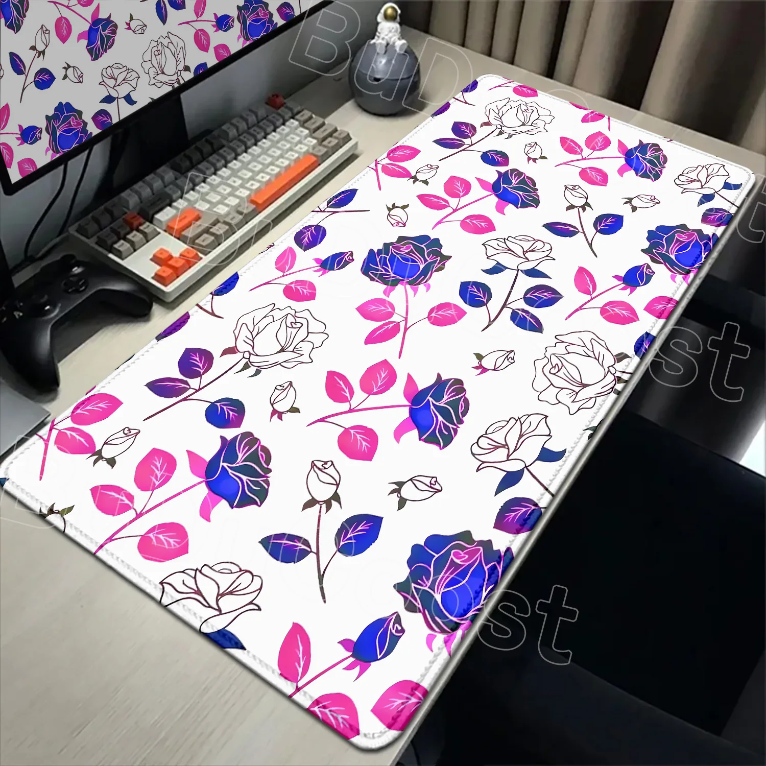 

Floral Pattern Mousepad Flower Aesthetics Large Gaming Non-slip Speed Mouse Pad Office Desk Mat Computer PC Laptop Keyboard Pad