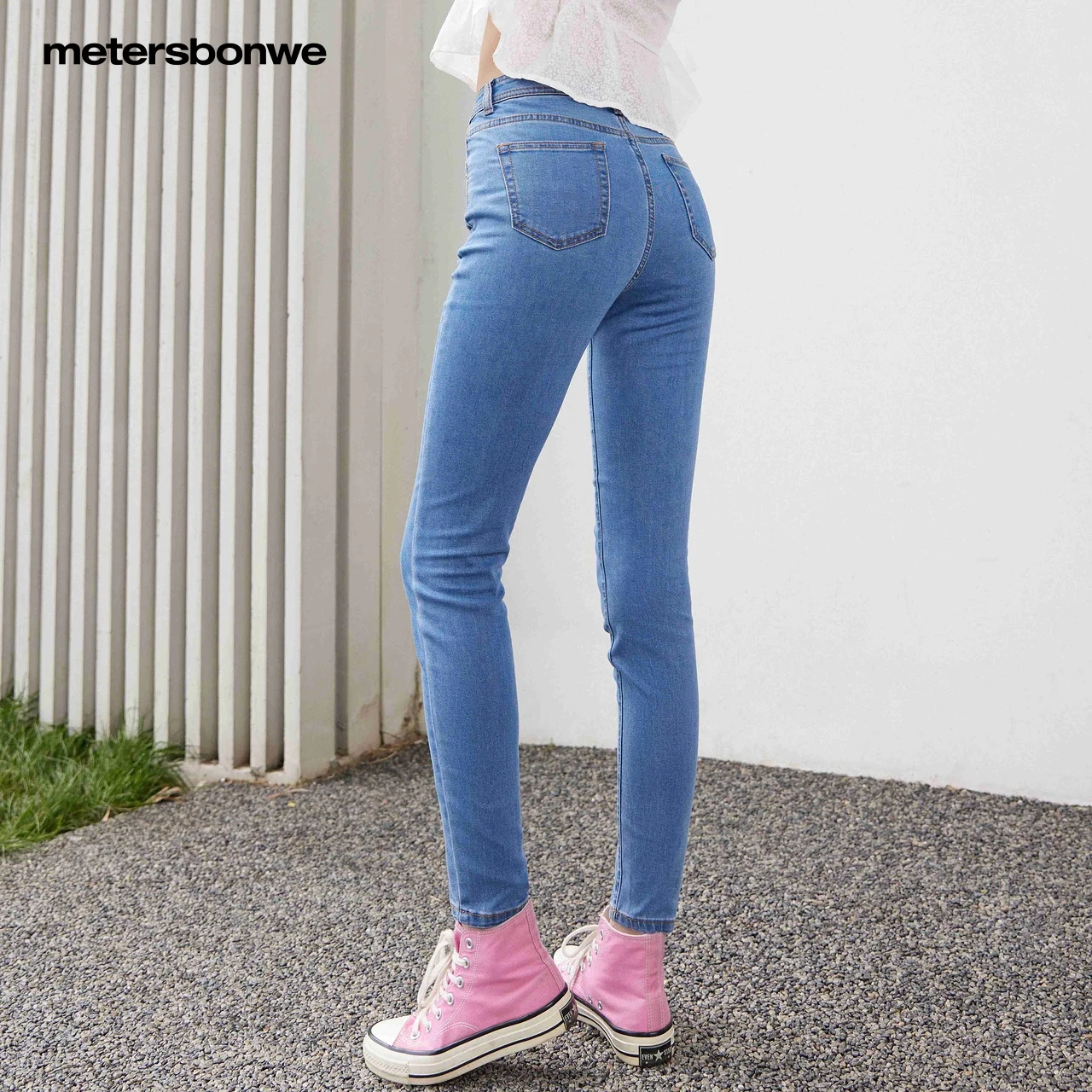 Metersbonwe-Classic Skinny Jean for Women, High Waist, Slim Jeans, High Quality, Sexy Lady Pencil Pants, 656693