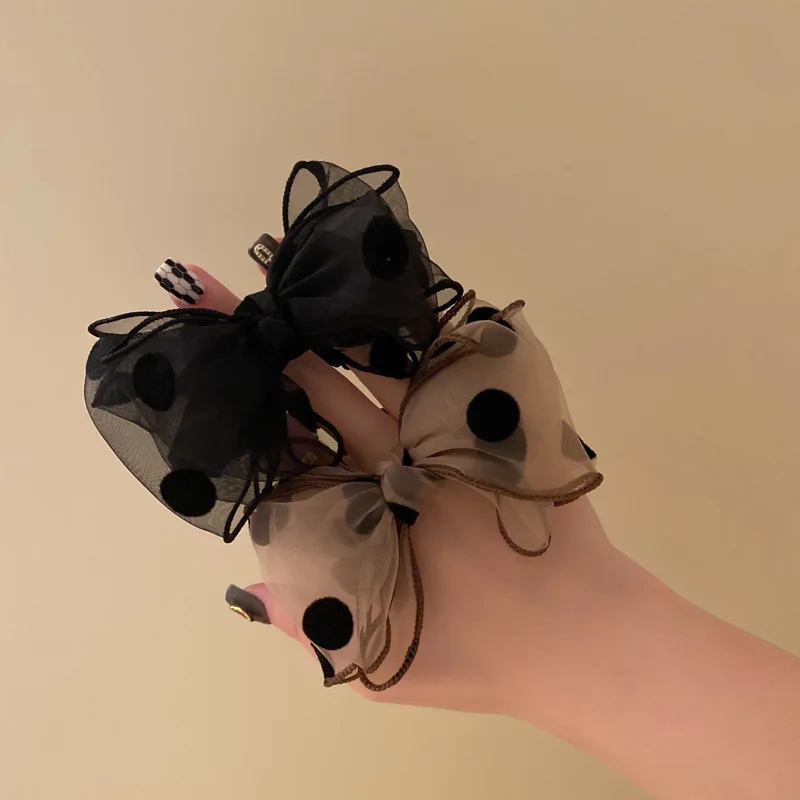 1/2pcs Elegant Retro Polka Dot Bow Headband Organza Large Intestine Headband Daily Braided Hair Fashionable Women's Headband