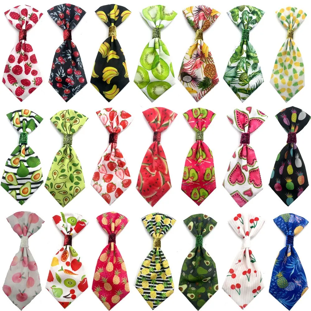 50/100pcs Mixcolor Pet Products Bowties Summer Fruit Style Removable Pet Collar Accessories Dog Bows Pet Supplies Dog Bowties