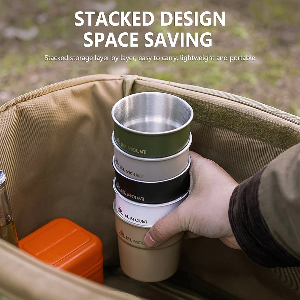 300ml Beer Wine Cups Portable Stainless Steel Tableware Tea Coffee Milk Beer Mug Stackable Camping Water Cup for Travel Hiking