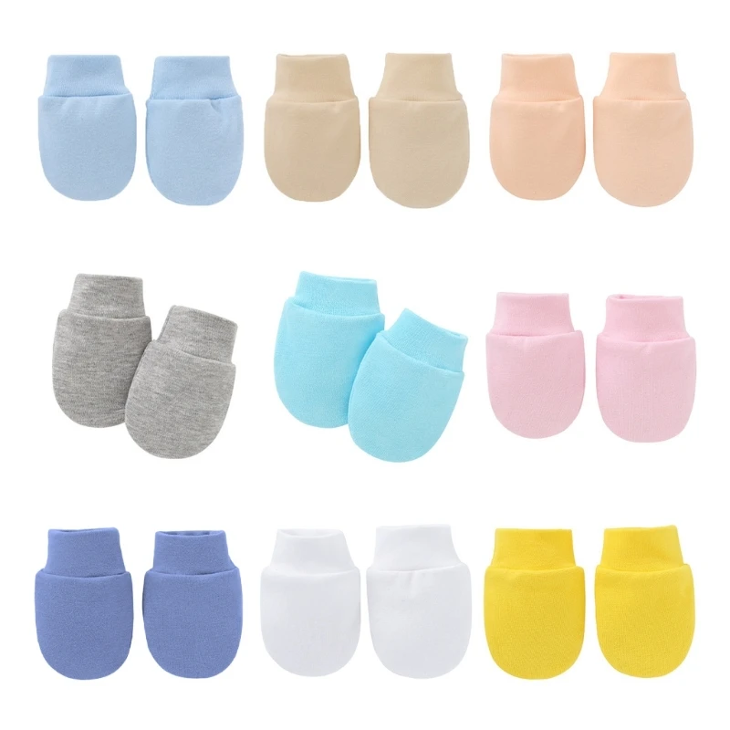 1 Pair Baby Anti Scratching Soft Cotton Gloves Newborn for Protection Face Scratch Hands Gloves Solid Color No Scratch M