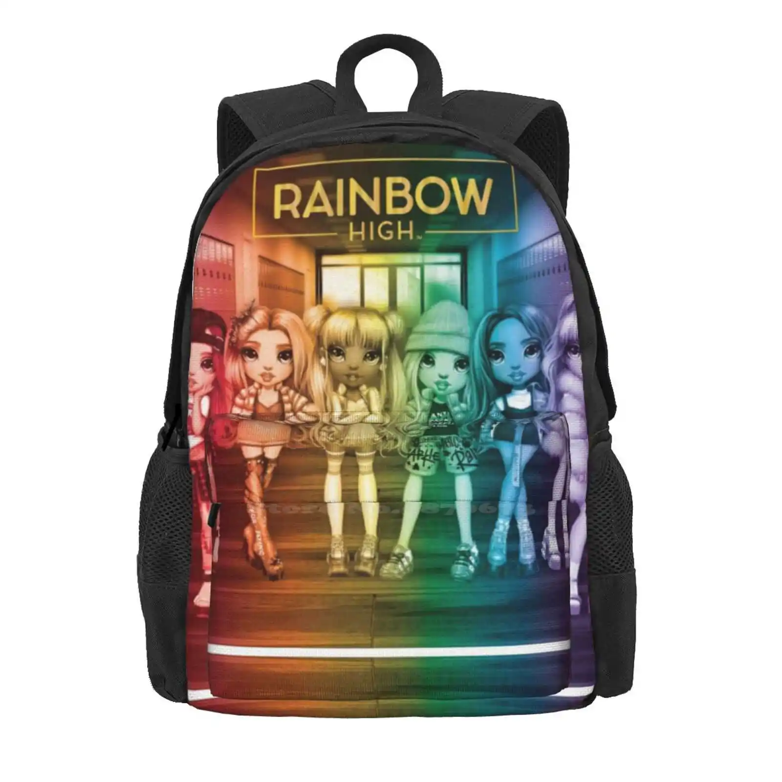 Rainbow High Group Artwork Large Capacity School Backpack Laptop Bags Rainbow High Group Rainbowhigh Violetwillow Rubyanderson