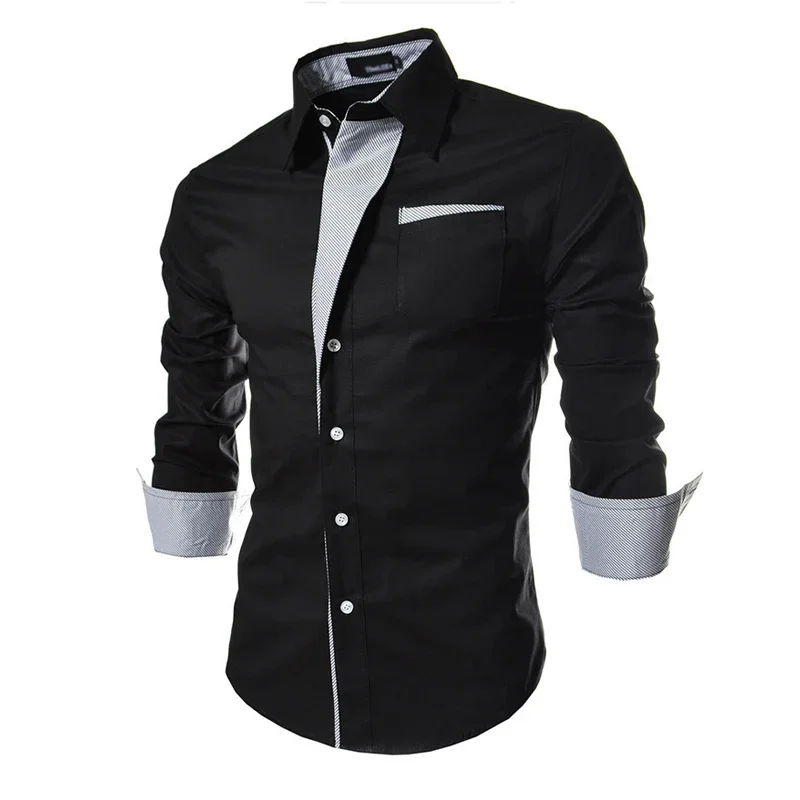 Mens Striped Shirts Long Sleeved Business Slim Fit Male Shirt Black White 2024 Social Clothes Camisa Masculina Vetement Homme