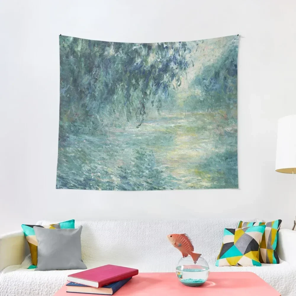 

Claude Monet - Morning on the Seine - French painting Tapestry Home Decor Aesthetic Home Decoration Accessories Tapestry