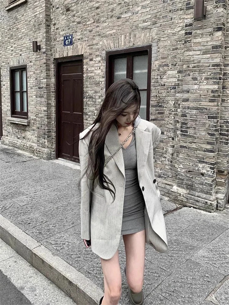 

ey Casual Sle Women's Suit Jaet SYJ Comfortable High Waist Trousers Autumn Season Long Sve Classic Collar Coat