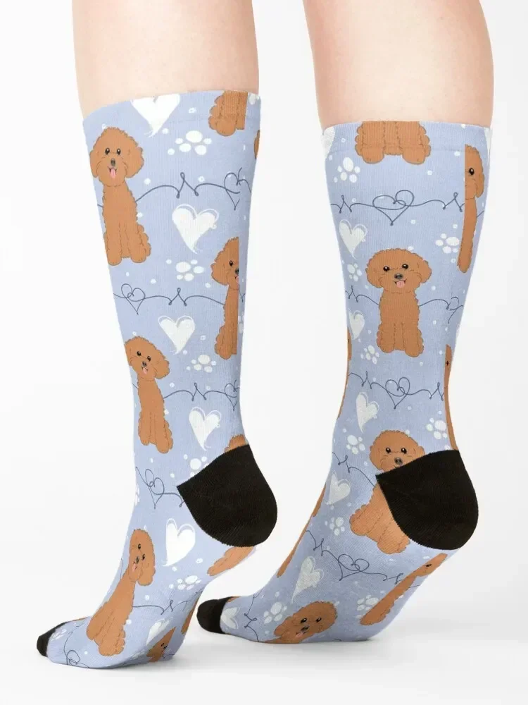 LOVE Red Toy Poodle Socks gifts luxury heated Climbing Ladies Socks Men's