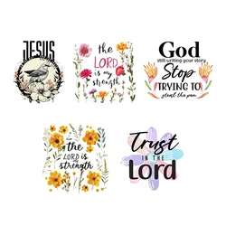 Christ God Ironing On Patches For T-Shirts Colorful Flower Juesus DTF Heat Transfer Sticker