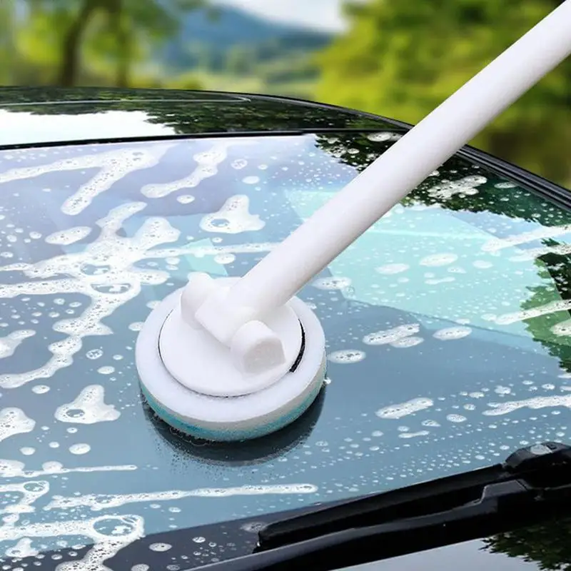 Windshield Cleaning Brush Long Handle Windshield Cleaner Wand Oil Film Remover Glass Wiper Replaceable Head Car Wash Tools For