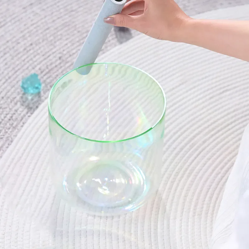 Rainbow Crystal Singing Bowl Transparent Sound Healing Instrument for Yoga Meditation Chakra Balance Home Decor Purification