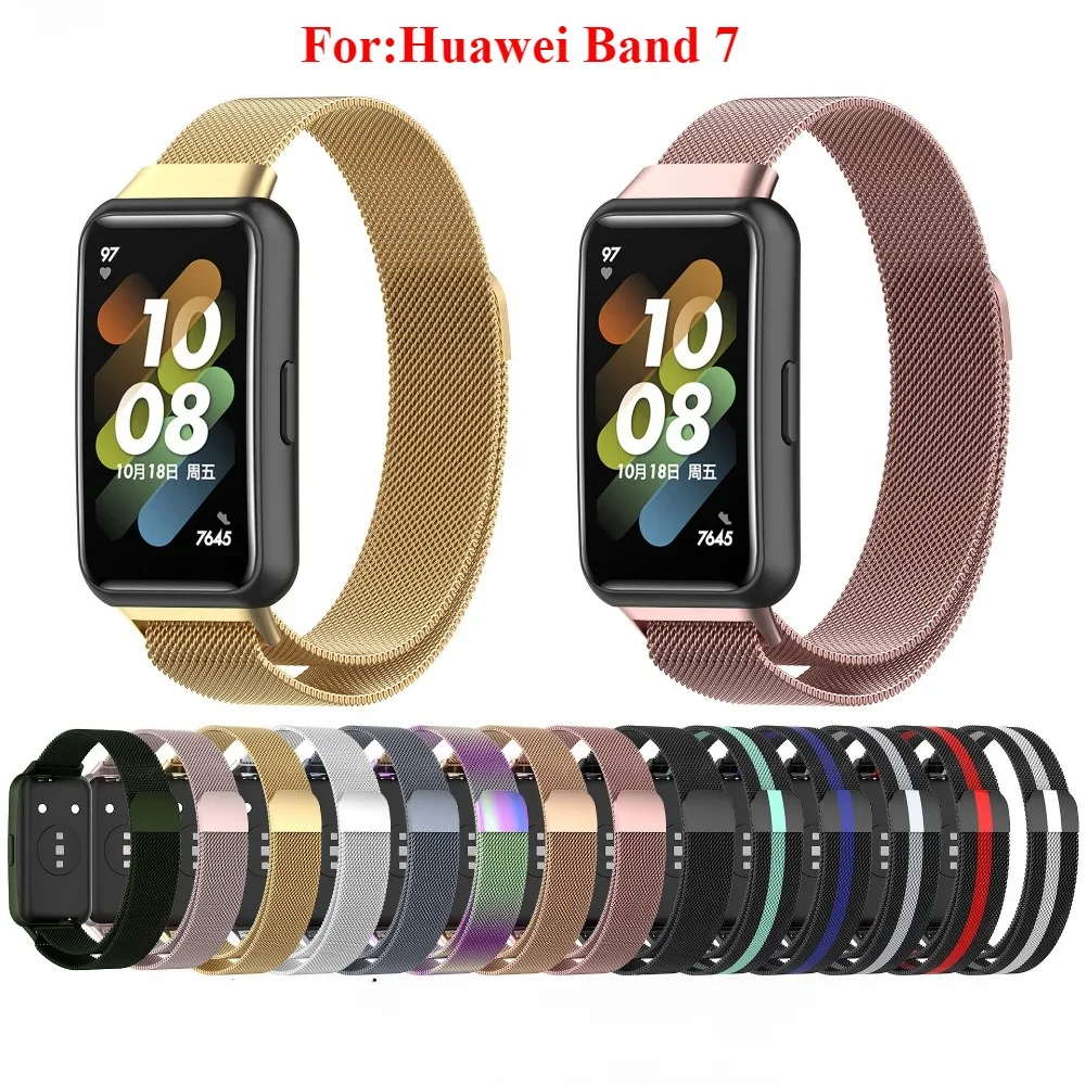 

Milanese Loop Watch Band Replacement Metal Strap For Huawei Band 7 Band7 Stainless Steel Bracelet Smart Watch Correa Accessories