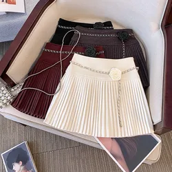Women Temperament Pleated Skirts Korean Preppy Style Mini Skirts Chic Harajuku Casual Ladies A-line Short Skirt