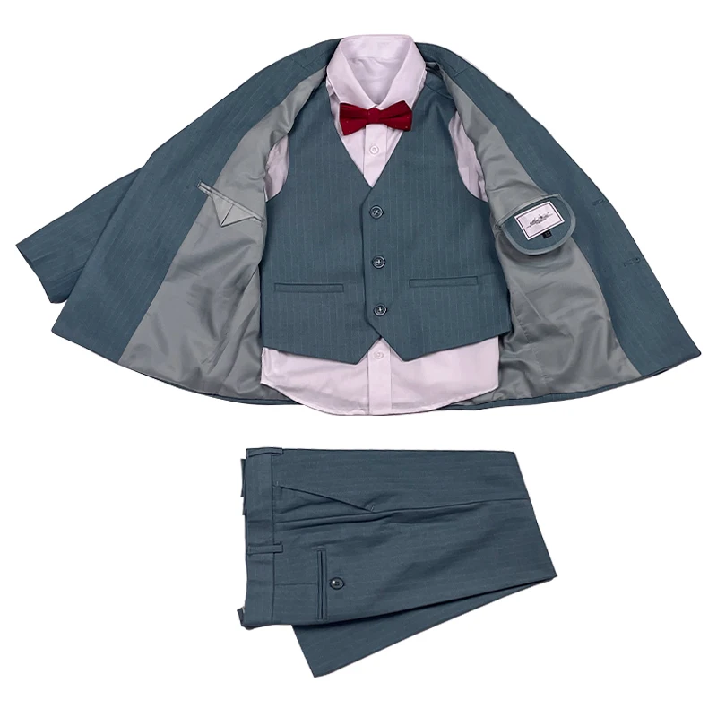 Formal Boys Suits for Weddings Kids Party Costume Stripes School Uniforms Wholesale Clothing Vest Pants 3Pcs Double Breasted