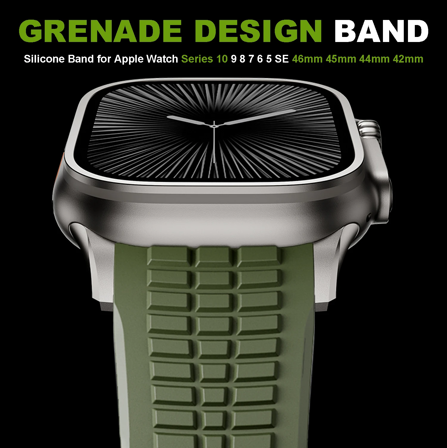 

Sports Silicone Band for Apple Watch Ultra 2 49mm 46mm 45mm 44mm Luxury Metal Bracelet for iWatch Series 10 9 8 7 6 5 4 Se Strap