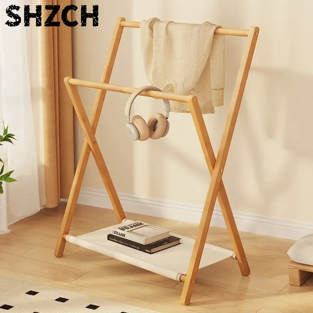 Klappbarer Kleiderständer für Badezimmer, Massivholz, freistehend, Handtuchhalter, für den Innenbereich, vielseitig einsetzbar, schlicht, feuchtigkeitsbeständig, Garderobenregal
