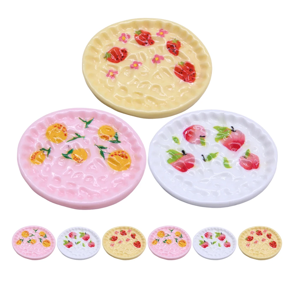 9 szt. Mini Symulowane Jedzenie Domek dla Lalek Taca na Desery Mały Talerz Model Ciasta Rekwizyty Kuchenne Dekoracje Plastikowe