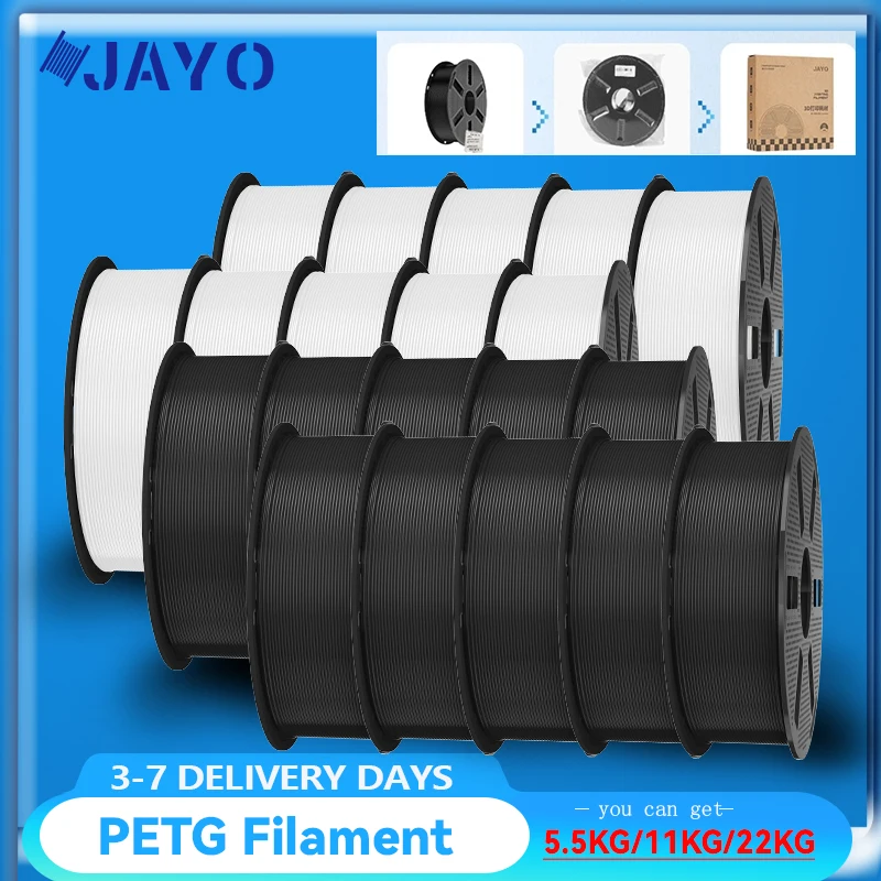 JAYO 5,5KG / 11KG / 22KG 3D PETG Drucker-Filament 1,75MM Hochfest, blasenfrei, sauber gewickelt, PETG für 3D 99% FDM DIY Geschenk-Material