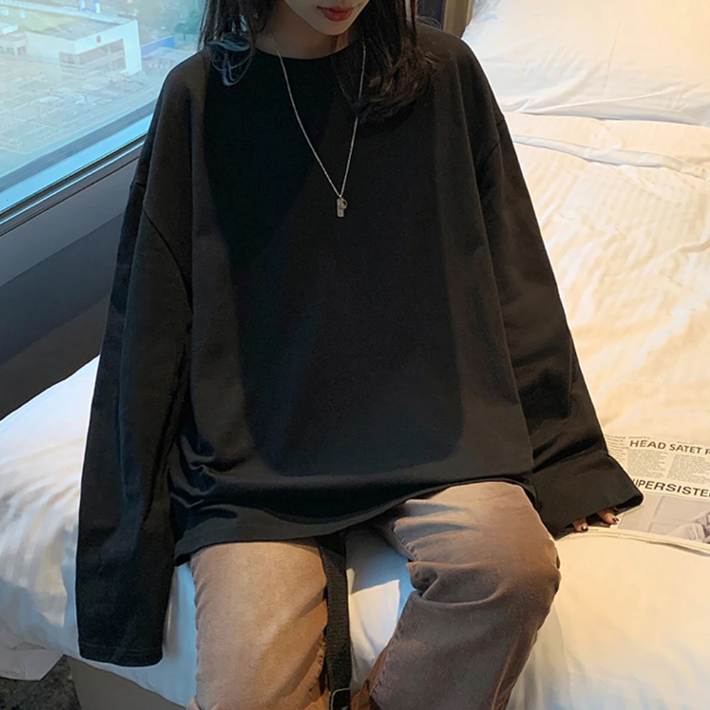 King Billion Women's Long Sleeve Cotton T-Shirt Oversize 3