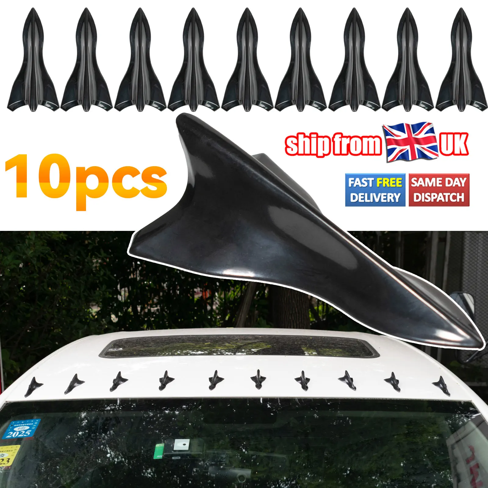 10Pcs Shark Fin Diffuser Vortex Generator Car Wing Roof Spoiler Bumper Universal