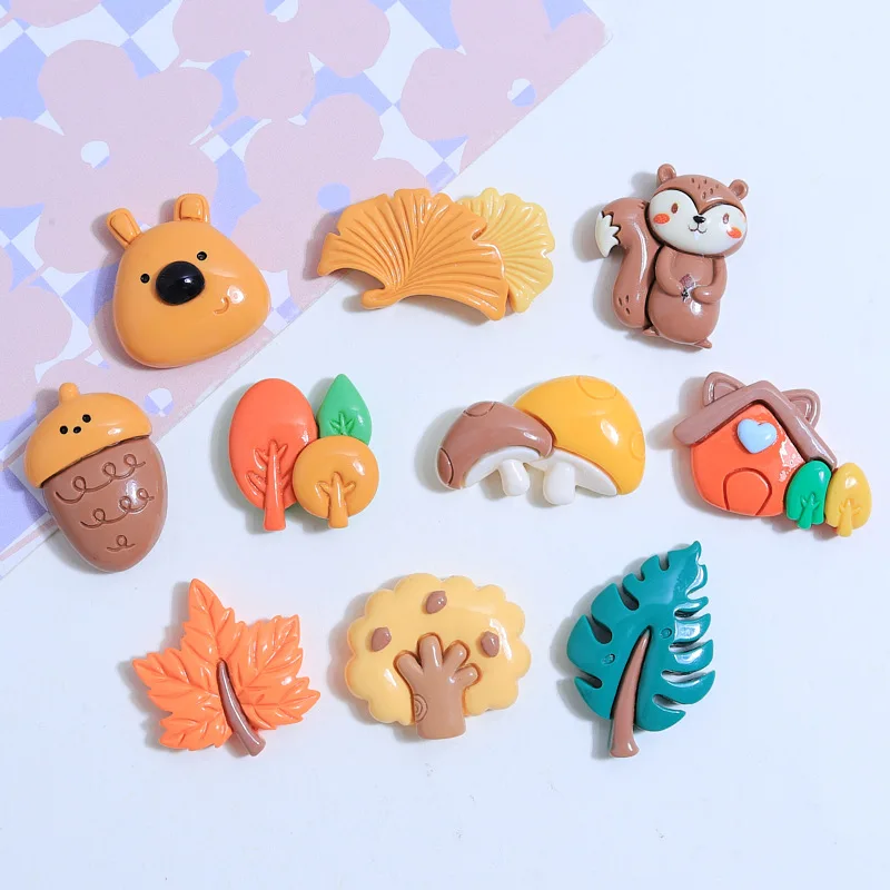 10Pcs Forest Home Garden Resin DIY Shoes Hat Icebox Barrette Mobile Phone Case Scrapbook Cream Glue Flat Back Resin