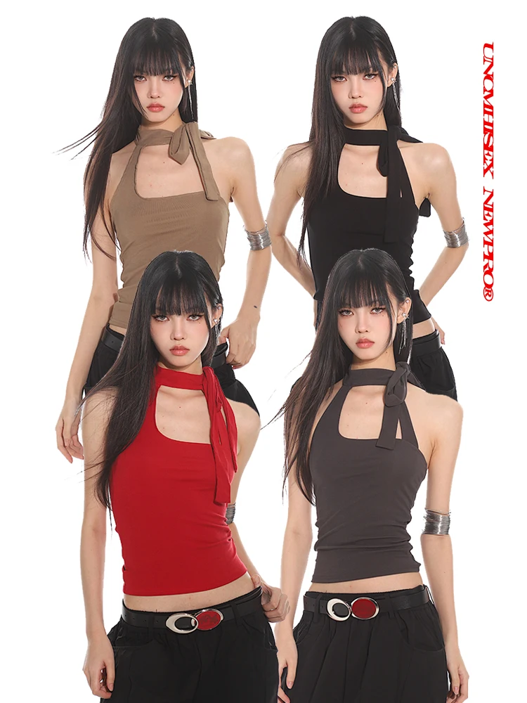 

Vest top women's pure cotton irregular fashion versatile spring and summer niche basic straps high elastic skin-friendly leisure