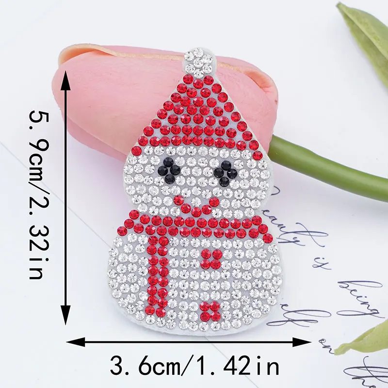 10 Stück Weihnachts-Diamantmuster Schneemann Rentier Aufnäher für Kleidung Tasche Schuh-Serie Bestseller Stickerei-Aufnäher – Detail 8