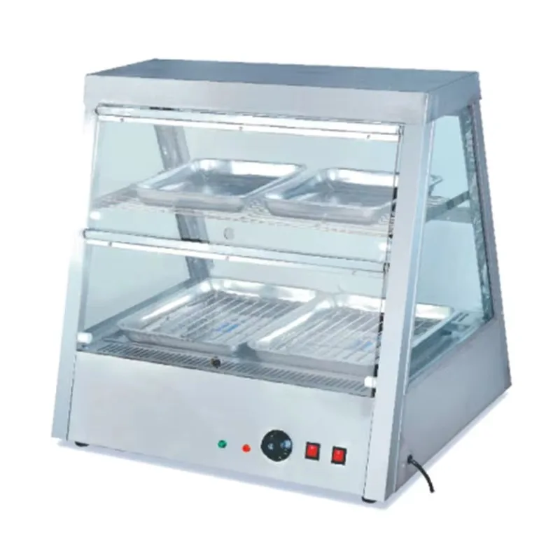 

Electric 2-Layer Stainless Steel Food Warming Cabinet 8L/9L Capacity Display Showcase for Fried Chicken Hot Food Warmer Glass