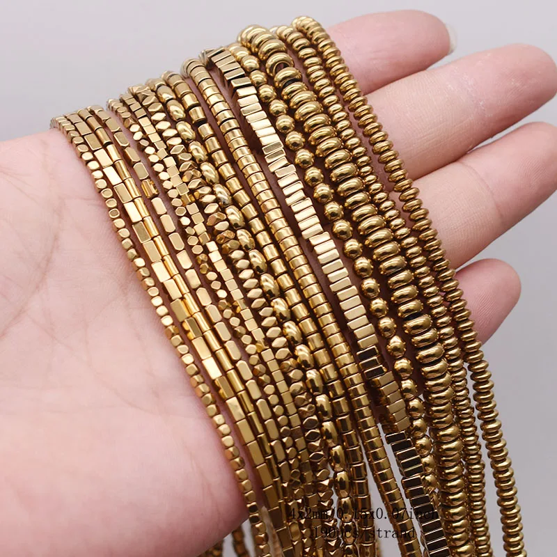 Plating Gold Color Retention Natural Hematite Stone Spacer Loose Beads For Jewelry Making Diy Bracelets Finding