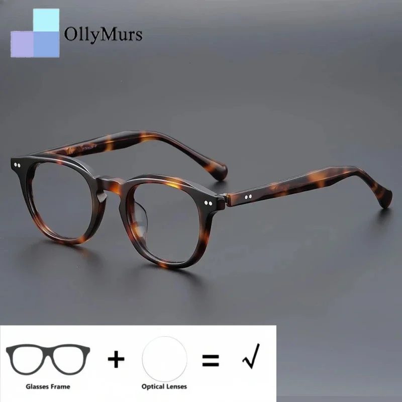 

Мужские оптические очки OLLYMURS, круглые очки в стиле ретро из ацетата, женские очки для чтения с защитой от синего света 65002