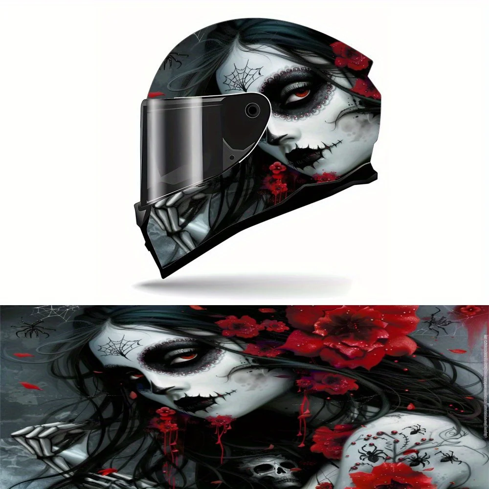 

[Racing Helmet Wrap] Full Helmet Wrap Sticker |Gothic Style Terrifying Female Demon Motorcycle Helmet Racing Graphic Decal Vinyl